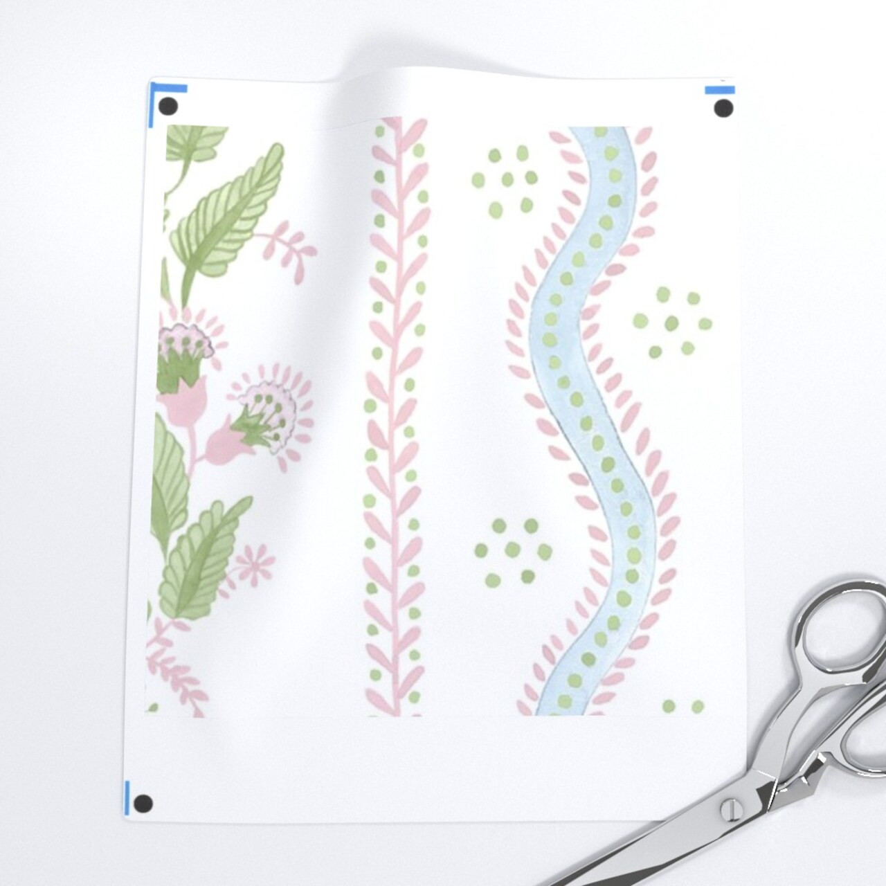 Grandmillennial Cottage Stripe Simple Floral Traditional Elegant Country Farmhouse Pink Green Blue White Custom Printed Fabric by Spoonflower Various Fabrics by the Yard or Fat Quarter 12894549
